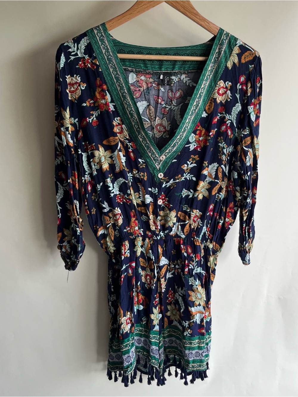 Sucrefas Romper Jumper Shorts Pantsuit Jumpsuit Sz XL Women’s Tassels EUC Blue